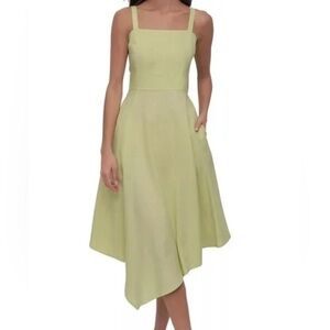 DKNY Asymmetrical Light Green Linen Dress